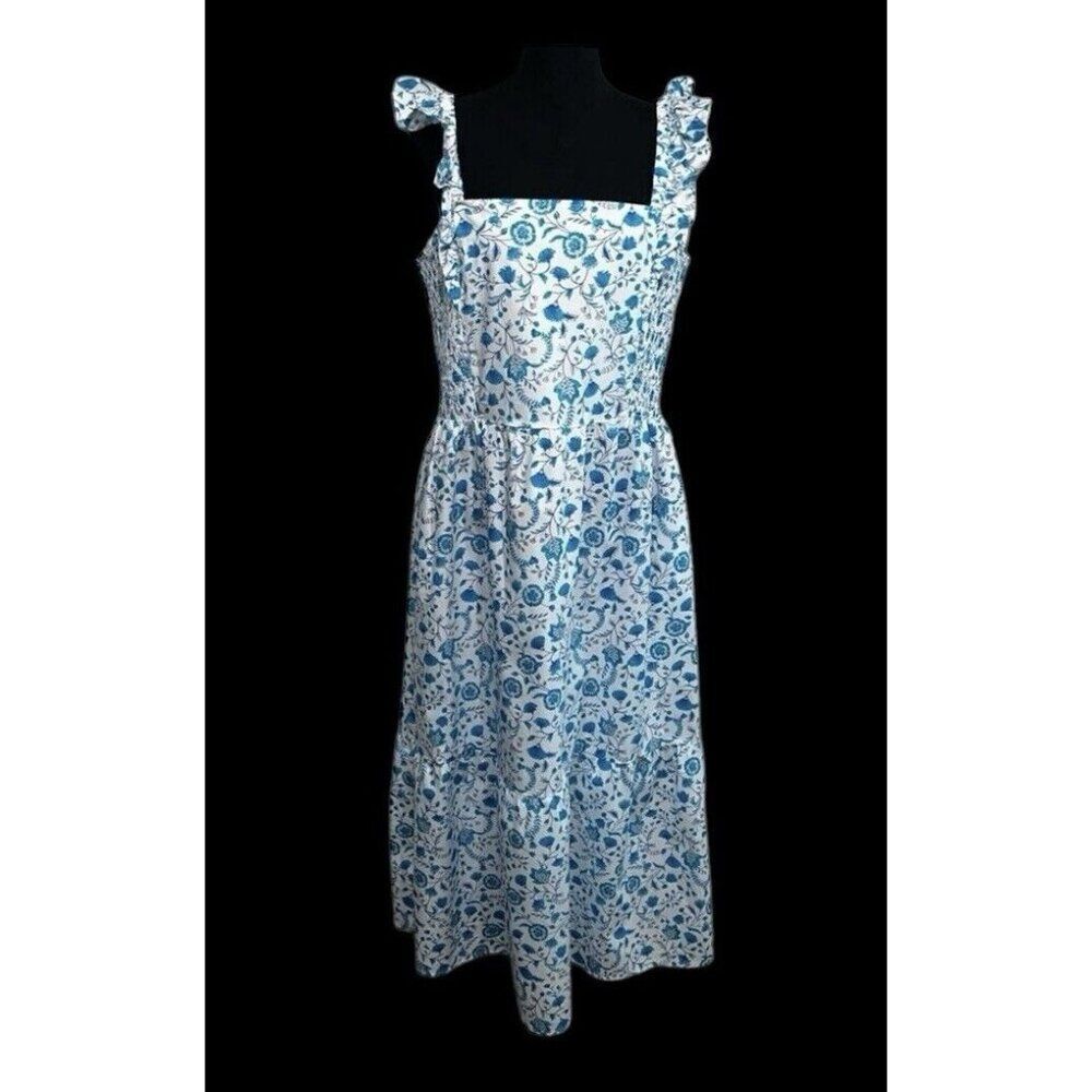 Draper James Ladies Ruffle Sleeve Sun Dress Size XXL Blue Floral Tropical
